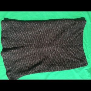 Black Brown White Tweed Pencil Skirt